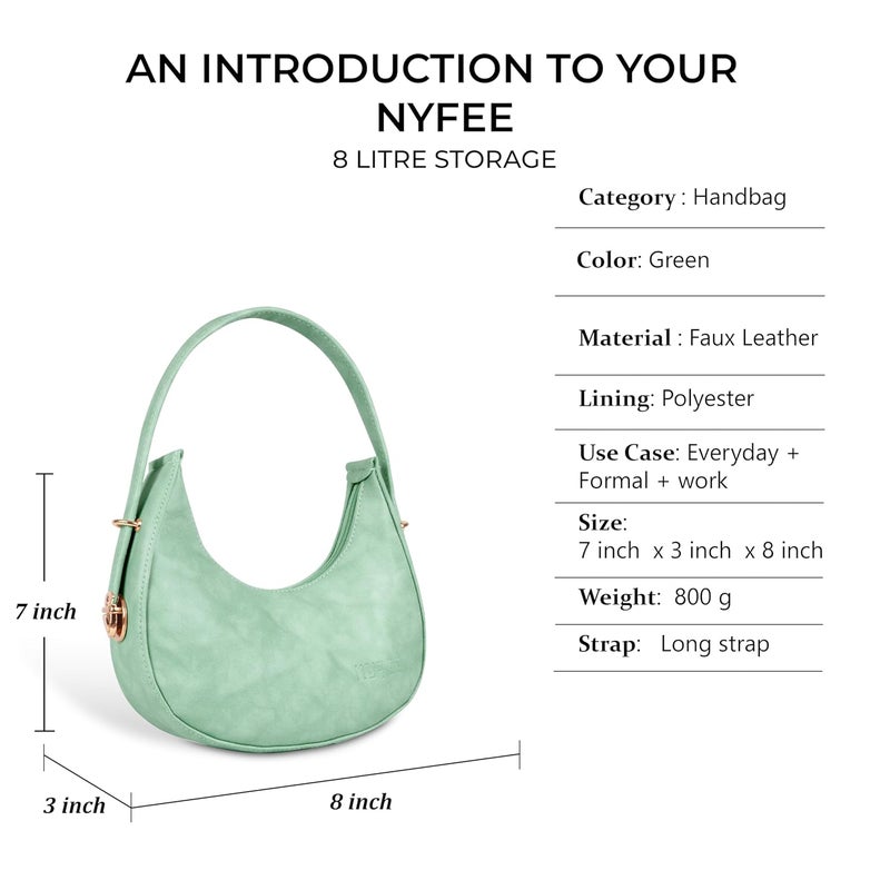 Nyfee Half Moon Hobo Bag with Detachable Long Strap,Faux Leather,Trendy,Stylish & Durable Women's Shoulder Bag - Image 5