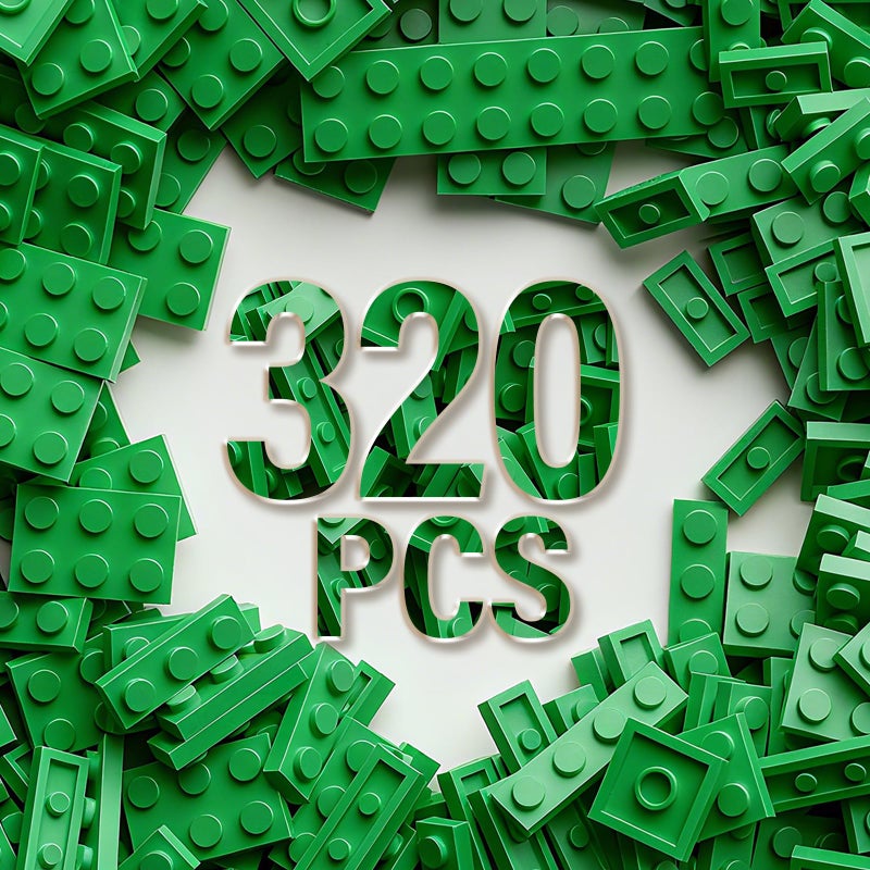 RWDTER 320 Piece Building Plate Bulk 8 Sizes of Mixed Classic Plate Parts Compatible with Lego and Other Brands Suitable for Boys and Girls Aged 6 Green - Image 3