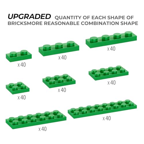 RWDTER 320 Piece Building Plate Bulk 8 Sizes of Mixed Classic Plate Parts Compatible with Lego and Other Brands Suitable for Boys and Girls Aged 6 Green - Image 5