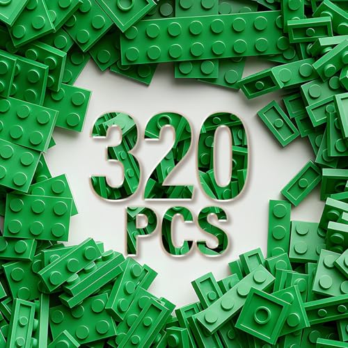 RWDTER 320 Piece Building Plate Bulk 8 Sizes of Mixed Classic Plate Parts Compatible with Lego and Other Brands Suitable for Boys and Girls Aged 6 Green - Image 1