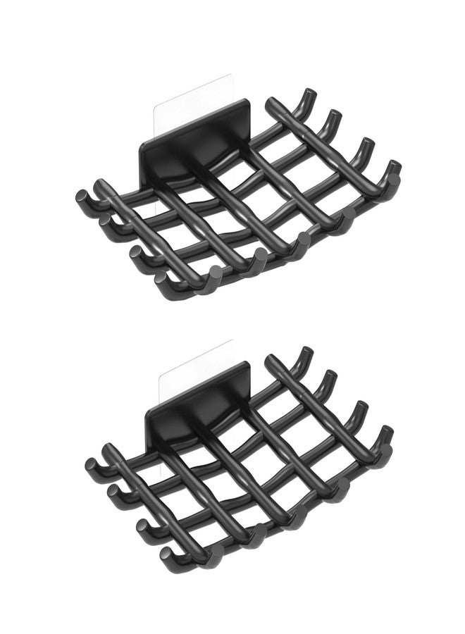 Oasiteege Bar Soap Holder for Shower Wall, Self Draining Plastic Bar Soap Dish Tray Container Case for Bathroom Sink, Adhesive Shower Soap Dish Holder Wall Mounted, Black 2 Pack - Image 1