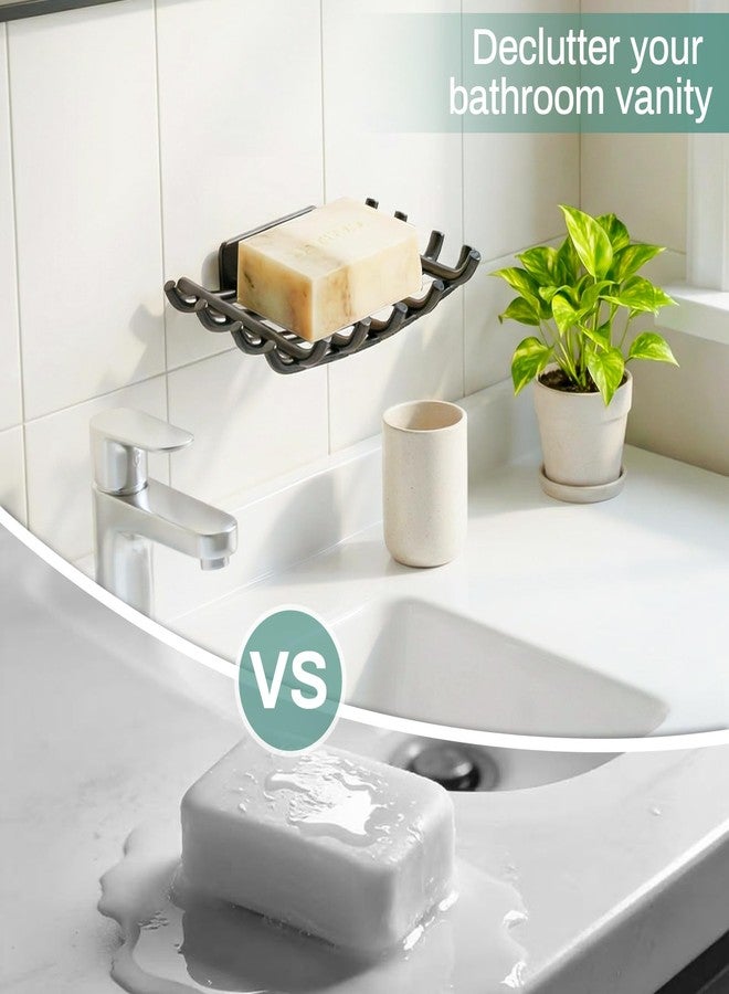 Oasiteege Bar Soap Holder for Shower Wall, Self Draining Plastic Bar Soap Dish Tray Container Case for Bathroom Sink, Adhesive Shower Soap Dish Holder Wall Mounted, Black 2 Pack - Image 5