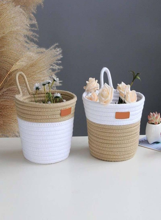 BOBBINY Simple Wall Mounted Hanging Cotton Rope Storage Organizer Fruit Basket 20.5X15.5 CM (Pair) - Image 3