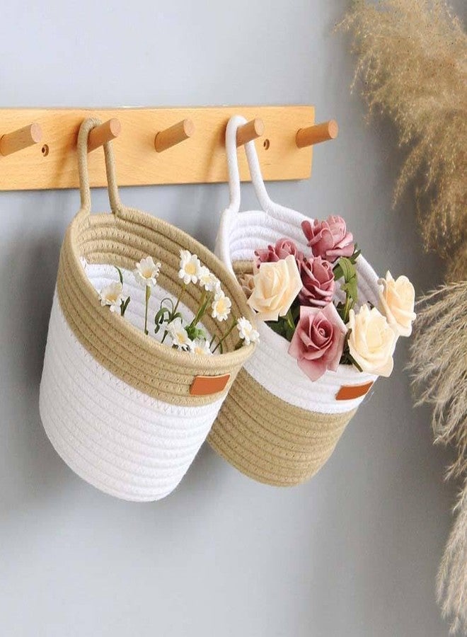 BOBBINY Simple Wall Mounted Hanging Cotton Rope Storage Organizer Fruit Basket 20.5X15.5 CM (Pair) - Image 1