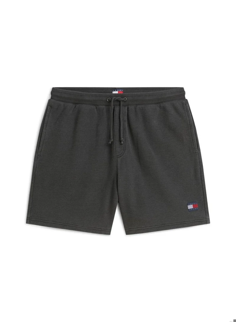 Tommy Jeans Black Washed Waffle Knit Sweat Shorts for Men | Best Price UAE