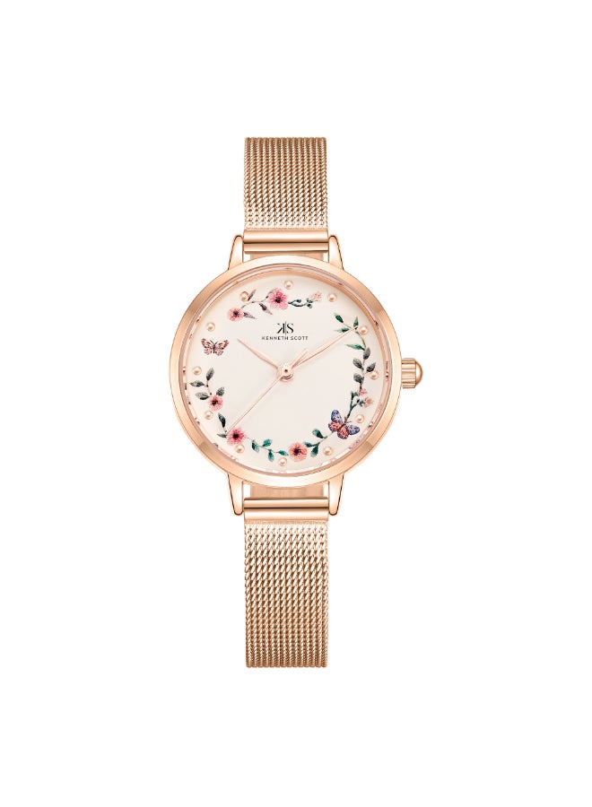 KENNETH SCOTT Women's Analog Round Shape Stainless steel Wrist Watch K23512-RMKF - 28 Mm - Image 1