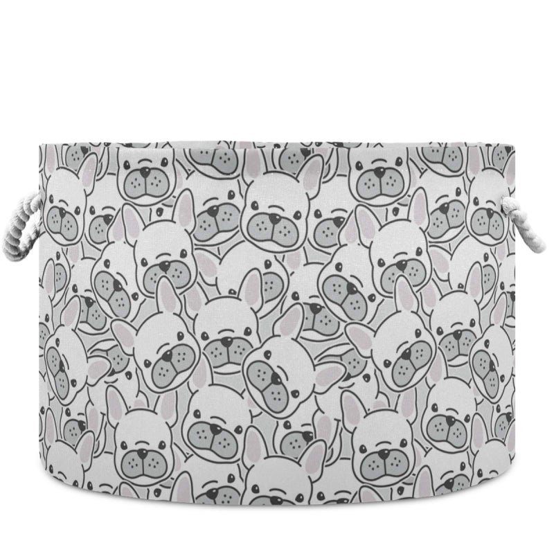 visesunny Storage Basket French Bulldog Puppy Face Animal Nursery Hamper Canvas Fabric Toy Storage Organizer Bin Storage Box Laundry Basket for Kid RoomsPlayroomShelvesToy Basket
