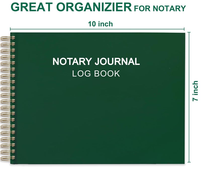 Tuun Fuplan Notary Journal Log Book - Hardcover Notary Book with 420 Record Entries, 140 Numbered Pages, 10'' X 7'' Horizontal Public Journal Record Book for Notarial Records, 100gsm Thick Paper, Green - Image 2
