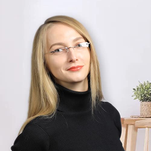 TERAISE Upgrade Lightweight Reading Glasses Frameless Readers clear lens for Men and Women w/Pen Clip Tube Case (2.5X) - Image 3