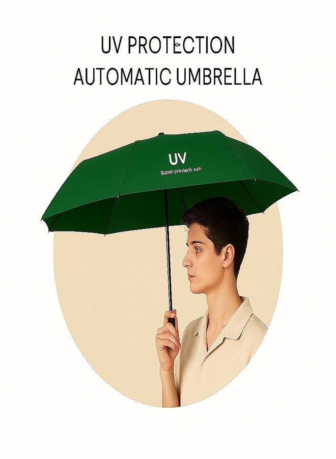 IDITRI EXPORT-UV Protection Travel Umbrella - Automatic Open/Close, Windproof, Lightweight 3-Fold Compact Umbrella for Sun, Rain & Wind (GREEN) - Image 4
