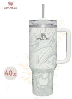 Stanley Stanley Quencher H2.0 FlowState 40 oz Vacuum Insulated Tumbler – Rose Quartz Swirl Travel Mug with Reusable Lid and Straw for Water, Coffee, Smoothies, and Iced Tea – Durable, Stylish, and Leakproof – Perfect for On-the-Go Hydration  - Image 2