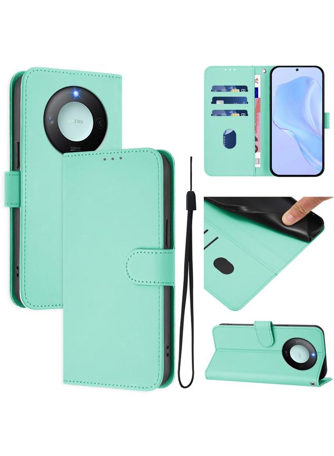 S-TOP Case For Honor X9c Smart Global Skin Feel Solid Color Leather Phone Case with Lanyard - Image 1