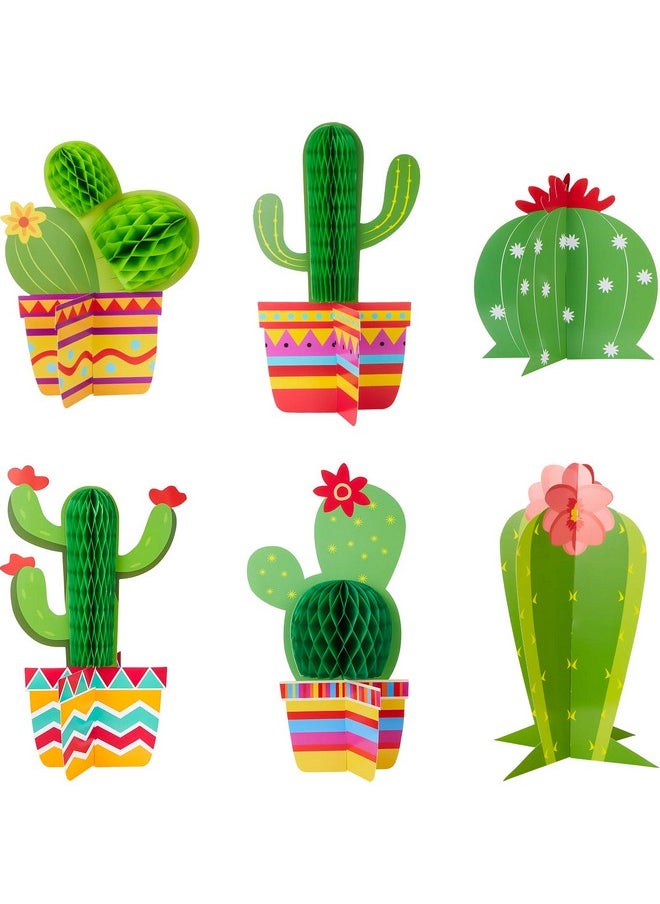 Gejoy 6 Pieces Cactus Party Decorations Kit Includes 4 Pieces Cactus Honeycomb Table Centerpieces And 2 Pieces Cactus Paper Cutouts For Fiesta Cinco De Mayo Mexican Theme Party Birthday Baby Shower  - Image 1