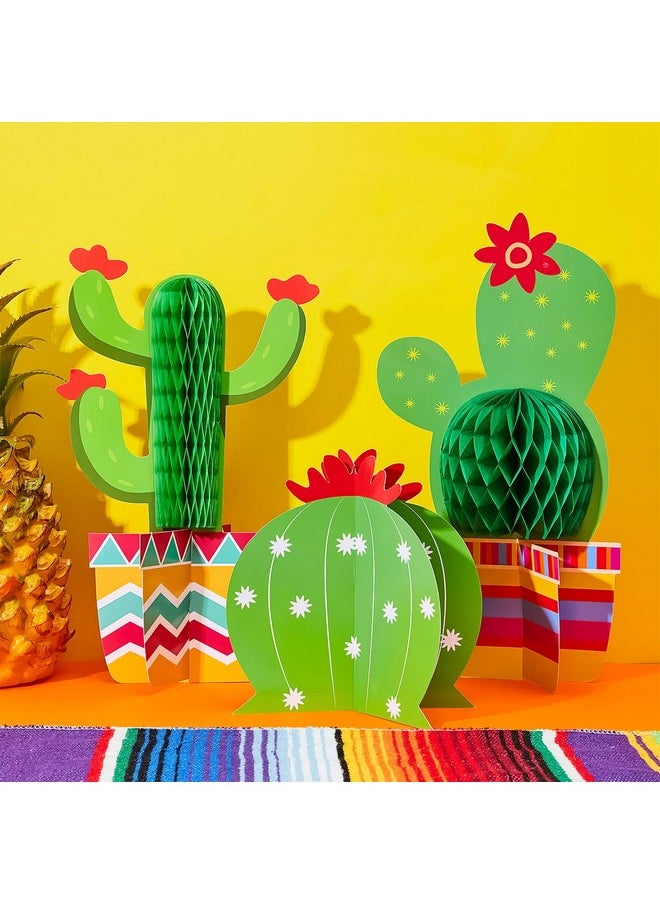 Gejoy 6 Pieces Cactus Party Decorations Kit Includes 4 Pieces Cactus Honeycomb Table Centerpieces And 2 Pieces Cactus Paper Cutouts For Fiesta Cinco De Mayo Mexican Theme Party Birthday Baby Shower  - Image 4