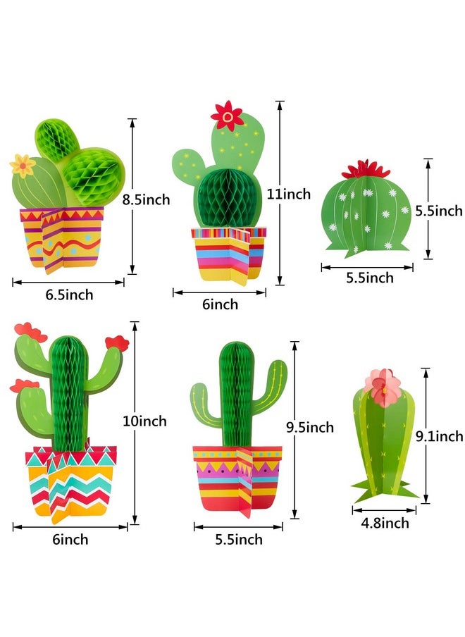 Gejoy 6 Pieces Cactus Party Decorations Kit Includes 4 Pieces Cactus Honeycomb Table Centerpieces And 2 Pieces Cactus Paper Cutouts For Fiesta Cinco De Mayo Mexican Theme Party Birthday Baby Shower  - Image 2