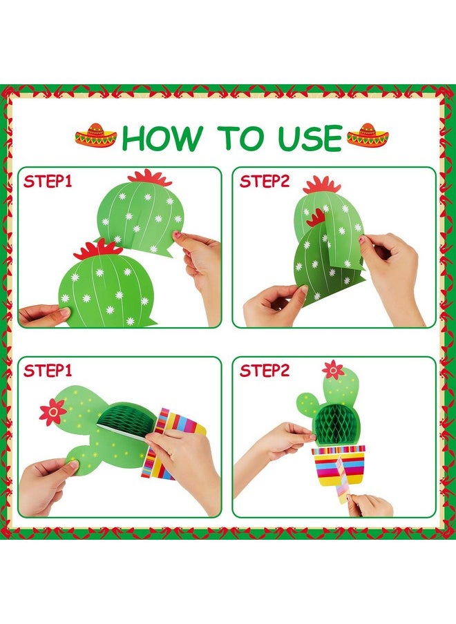 Gejoy 6 Pieces Cactus Party Decorations Kit Includes 4 Pieces Cactus Honeycomb Table Centerpieces And 2 Pieces Cactus Paper Cutouts For Fiesta Cinco De Mayo Mexican Theme Party Birthday Baby Shower  - Image 3