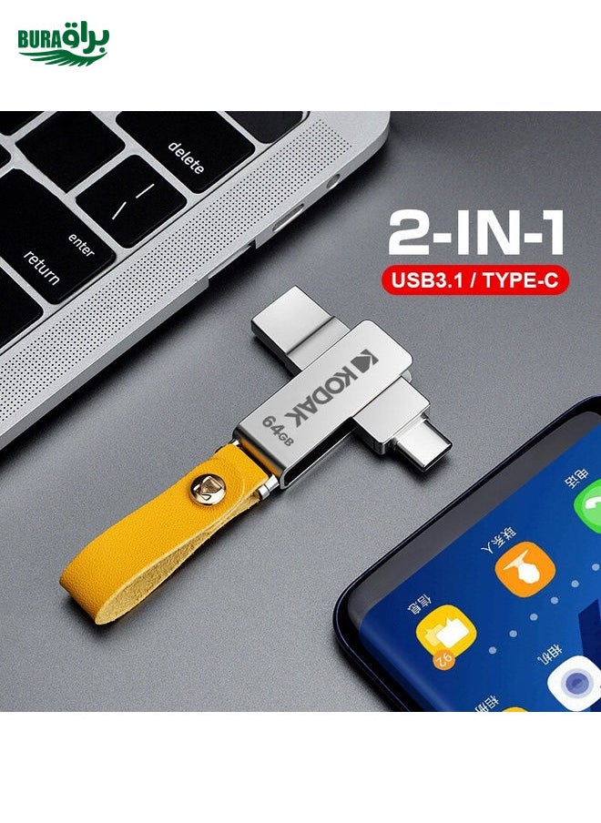 BURAQ Kodak K243C 2 In 1 Type-C/USB-C + USB3.1 High-speed Transfer U disk, Capacity: 128GB  - Image 2