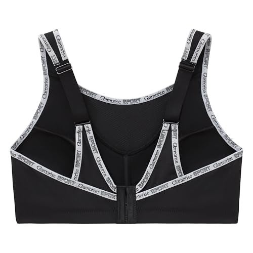 Glamorise Full Figure Plus Size No-Bounce Camisole Sports Bra Wirefree #1066 Black - Image 4