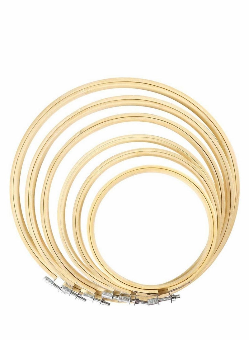 Zikra 6 Pieces Of Embroidery Hoop Set Bamboo Round Cross Stitch Ring 10.16 Cm To 25.4 Cm For Embroidery And Cross Stitch, Diy Accessories - Image 1
