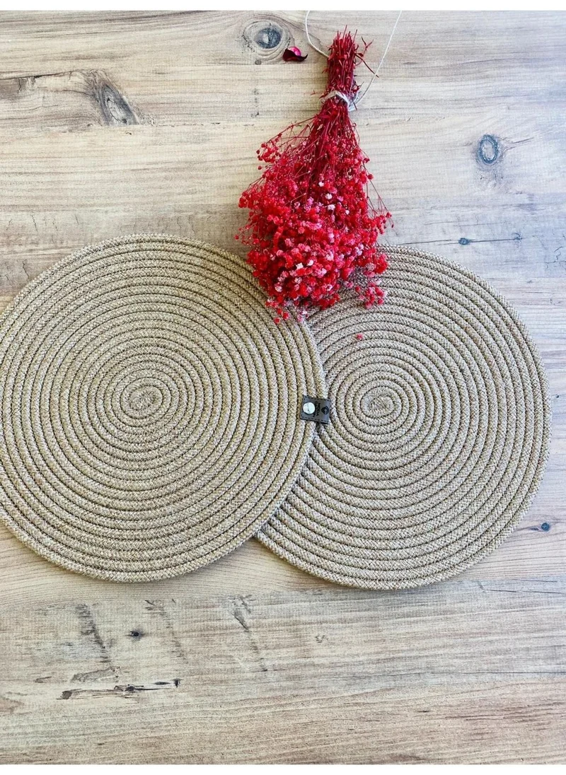 BDZ Deri BDZ Leather Jute Wicker American Service Plate 2 Pieces