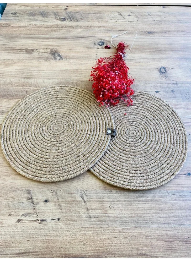 BDZ Deri BDZ Leather Jute Wicker American Service Plate 2 Pieces