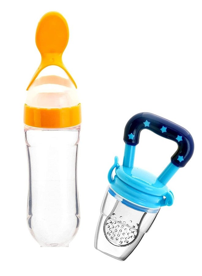 Lappu Baby Rice Paste Milk Bottle Food Feeder & Baby Fruit Nibbler & Silicone Teether (Combo Saver Pack) (Multicolor_12) - Image 1