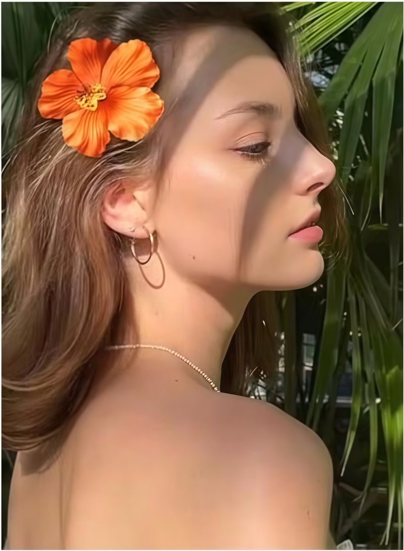 Set of 9 pieces Hawaiian flower hair clips suitable for beach trips, summer parties, and pool events. Available in vibrant colors. - Image 3