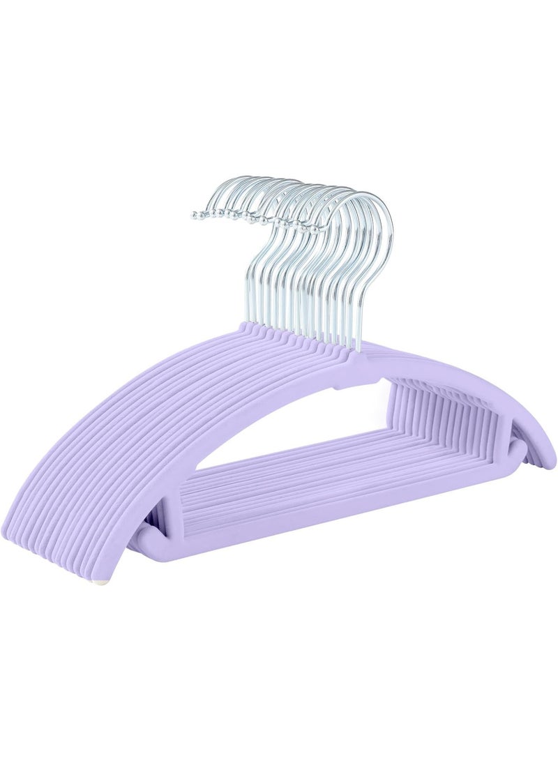 MIZGI Velvet Baby Hangers 10-Pack,No Shoulder Bump Children‘s Hangers for Baby,Infant&Toddler Clothes,Durable Space Saving Non Slip Hangers for Everyday Closet Use (10, Light Purple) - Image 1