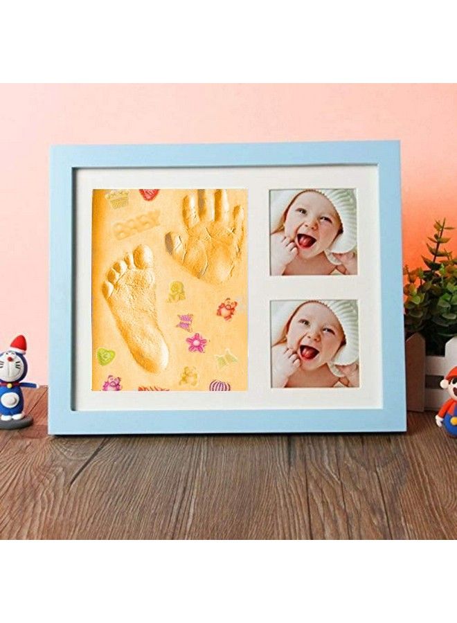 BABIES BLOOM Baby Clay Handprint & Footprint Photo Frame For Newborn Girls And Boys ; Perfect For New Babybaby Imprint Frame (Blue Orange With Decor)  - Image 2