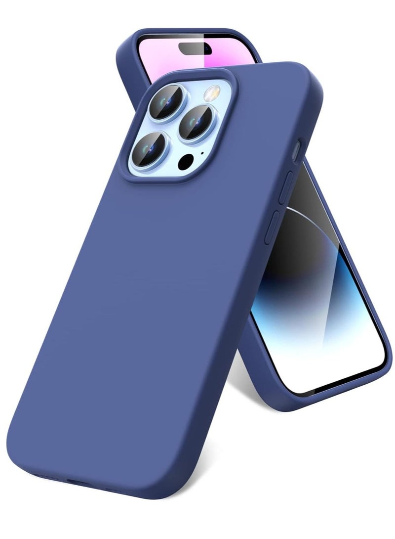 "Liquid Silicone Case for iPhone 14 Pro 6.1-Inch: Full Rubber Protection, Anti-Scratch, Drop Proof in Navy Blue" - Image 1