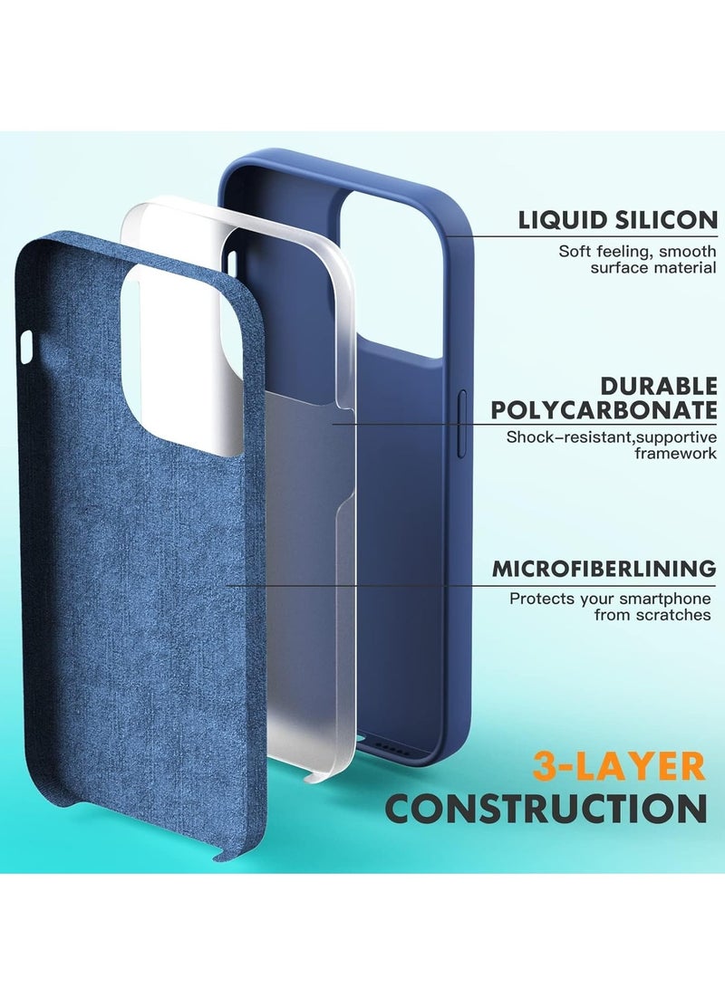 "Liquid Silicone Case for iPhone 14 Pro 6.1-Inch: Full Rubber Protection, Anti-Scratch, Drop Proof in Navy Blue" - Image 3