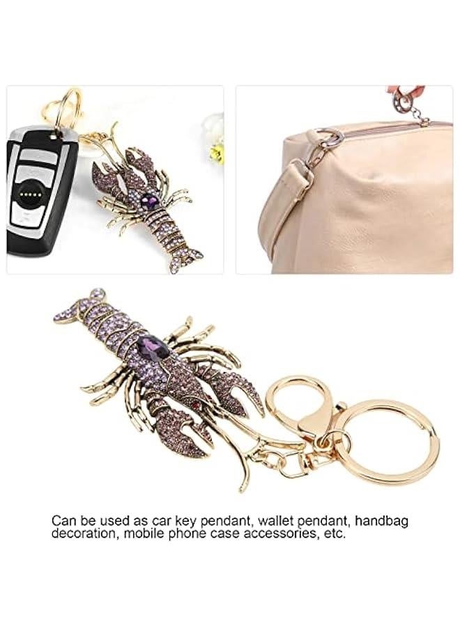 Generic Rhinestone Lobster Shape Keychain, Silicone Keychain Bracelet for Women Keyring, Sparkling Keyring Decor Pendant, Alloy Polishing Keychain for Backpack Wallet Handbag Purse Wallet (purple), keych  - Image 2