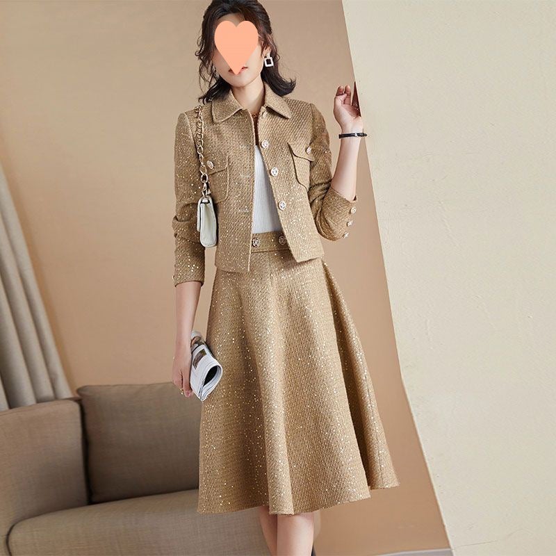 Chic Woolen Suit Skirt Set Women Autumn 2022 Black Skirt - Image 2