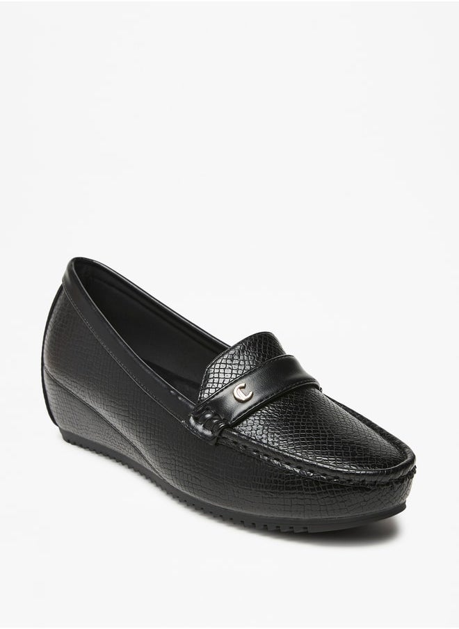 Le Confort - Women's Textured Slip-On Wedge Heel Moccasins - Image 1