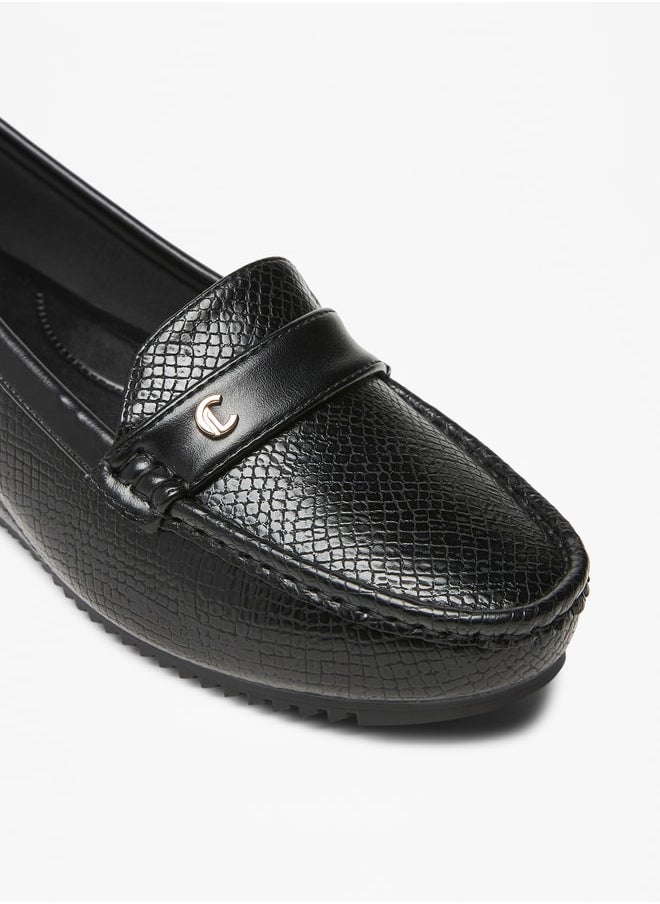 Le Confort - Women's Textured Slip-On Wedge Heel Moccasins - Image 1