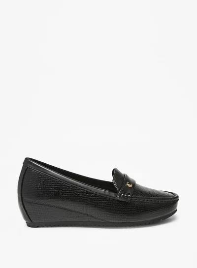 Le Confort Women's Textured Slip-On Wedge Heel Moccasins