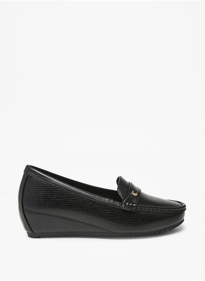 Le Confort - Women's Textured Slip-On Wedge Heel Moccasins - Image 1