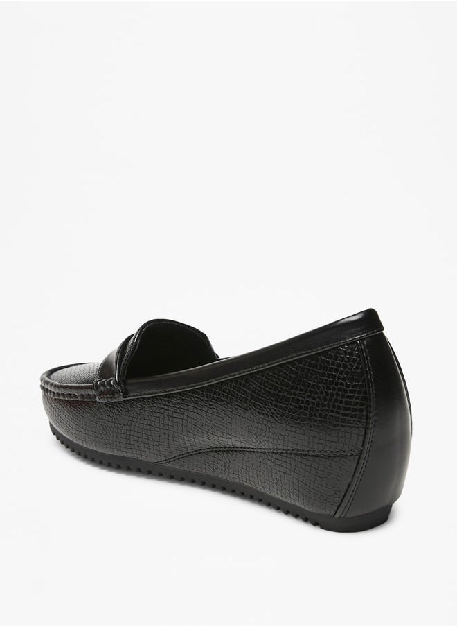 Le Confort - Women's Textured Slip-On Wedge Heel Moccasins - Image 1
