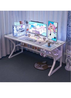 keke Modern White Gaming Desk with  Ergonomic Design 140cm  - Image 1