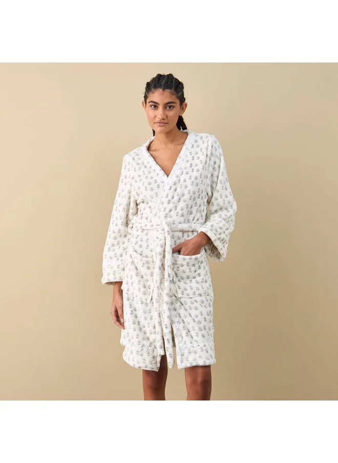 FAV Textured Robe with Tie-Up Belt and Pockets