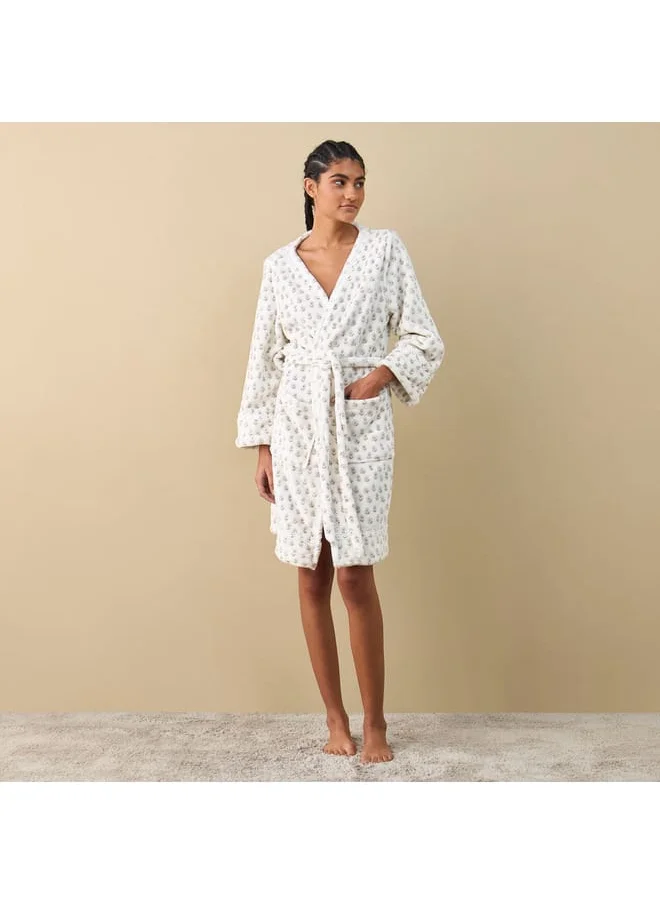 FAV Textured Robe with Tie-Up Belt and Pockets