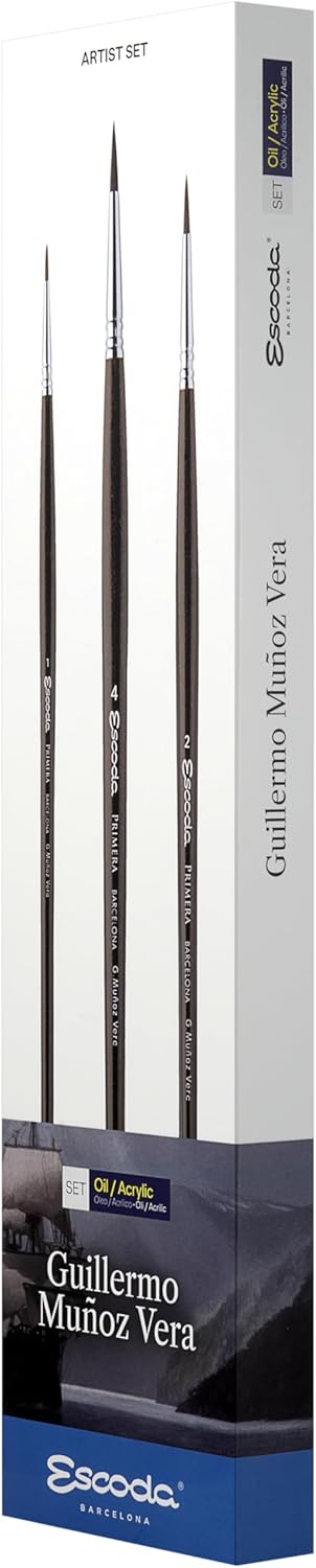 Escoda Signature Artist Brush Set Guillermo Muoz Vera Set 1 Includes Primera Synthetic Teijin Pointed Round Sizes 12  4 - Image 1