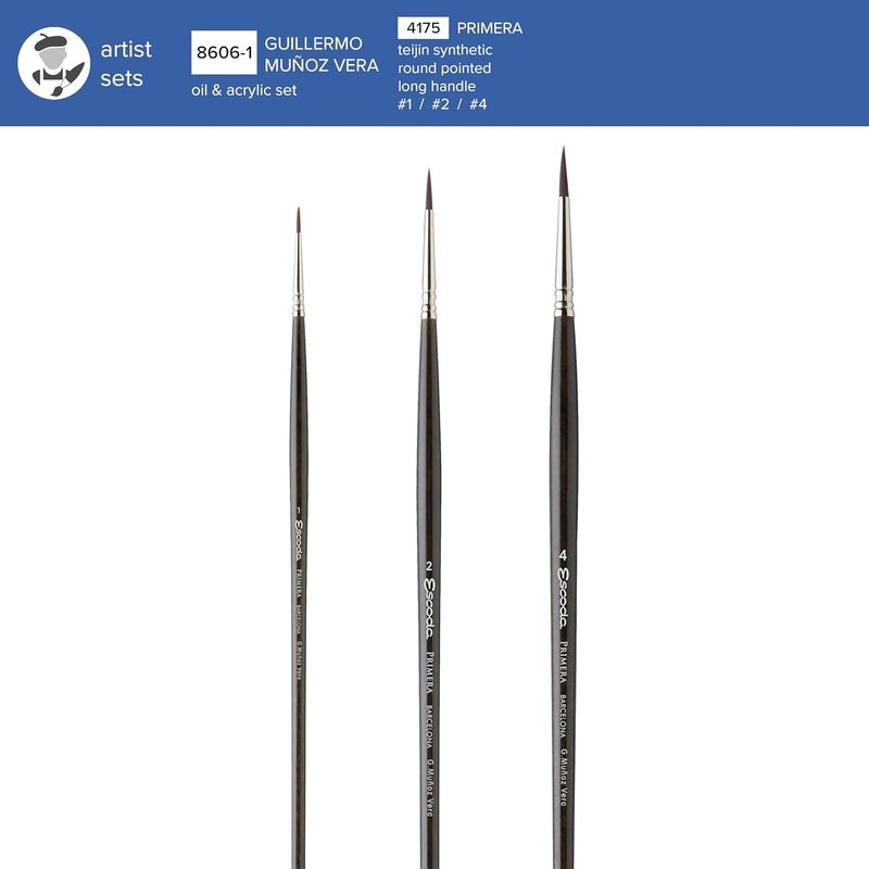 Escoda Signature Artist Brush Set Guillermo Muoz Vera Set 1 Includes Primera Synthetic Teijin Pointed Round Sizes 12  4 - Image 3