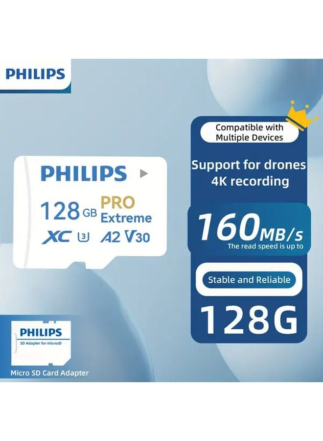 بطاقة ذاكرة عالية السرعة بسعة 128 جيجابايت - تشغيل فوري متوافقة مع أجهزة فيليبس ومختلف الأجهزة الإلكترونية - Image 1