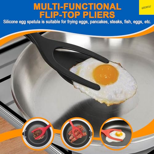 Karomouj KMA329 Fried Egg Spatula | 2 in 1 Multifunctional Nonstick Food Clip | Cooking Turner Pancake Spatula Pizza Grill Kitchen Tools (Multicolour, Pack of 1) - Image 5