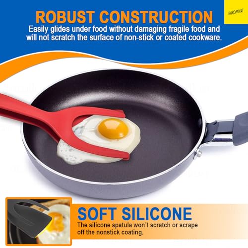 Karomouj KMA329 Fried Egg Spatula | 2 in 1 Multifunctional Nonstick Food Clip | Cooking Turner Pancake Spatula Pizza Grill Kitchen Tools (Multicolour, Pack of 1) - Image 4