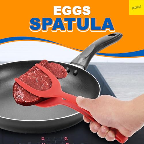 Karomouj KMA329 Fried Egg Spatula | 2 in 1 Multifunctional Nonstick Food Clip | Cooking Turner Pancake Spatula Pizza Grill Kitchen Tools (Multicolour, Pack of 1) - Image 2