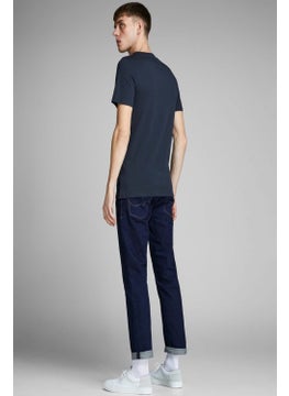 Jack Jones Men's Navy Blue Sports T-Shirt-12151955  - Image 2