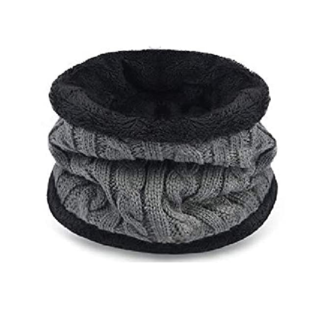Creature Winter Knit Beanie Cap Hat Neck Warmer Scarf and Woolen Gloves Set for Men & Women (3 Piece) (GREY) - Image 2