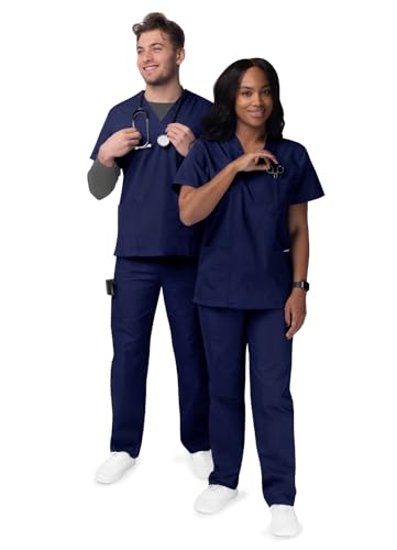 Sivvan Unisex Scrubs - Classic V-Neck Top & Drawstring Pants Scrub Set - S8400 - Navy - XL - Image 3